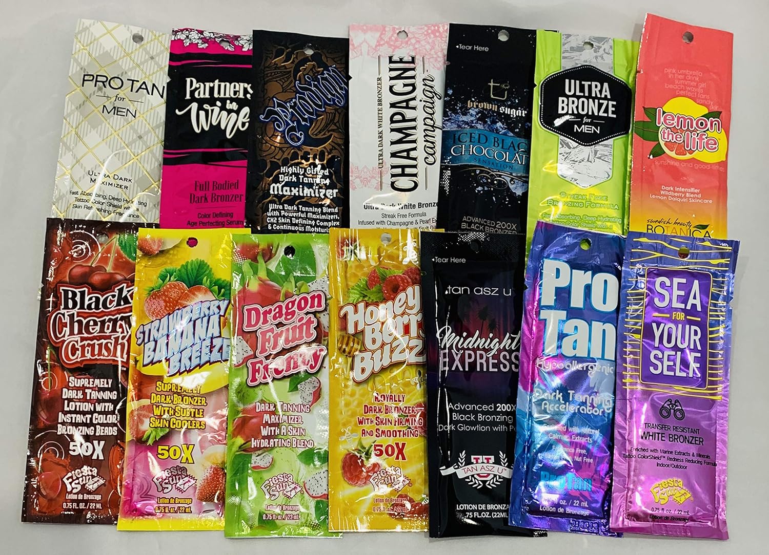 10 NEW ASSORTED INDOOR TANNING BED LOTION, Gluten Free PACKETS SAMPLES PACKETTES for Medium Deep 10 NEW ASSORTED INDOOR TANNING BED LOTION, Gluten Free PACKETS SAMPLES PACKETTES for Medium Deep