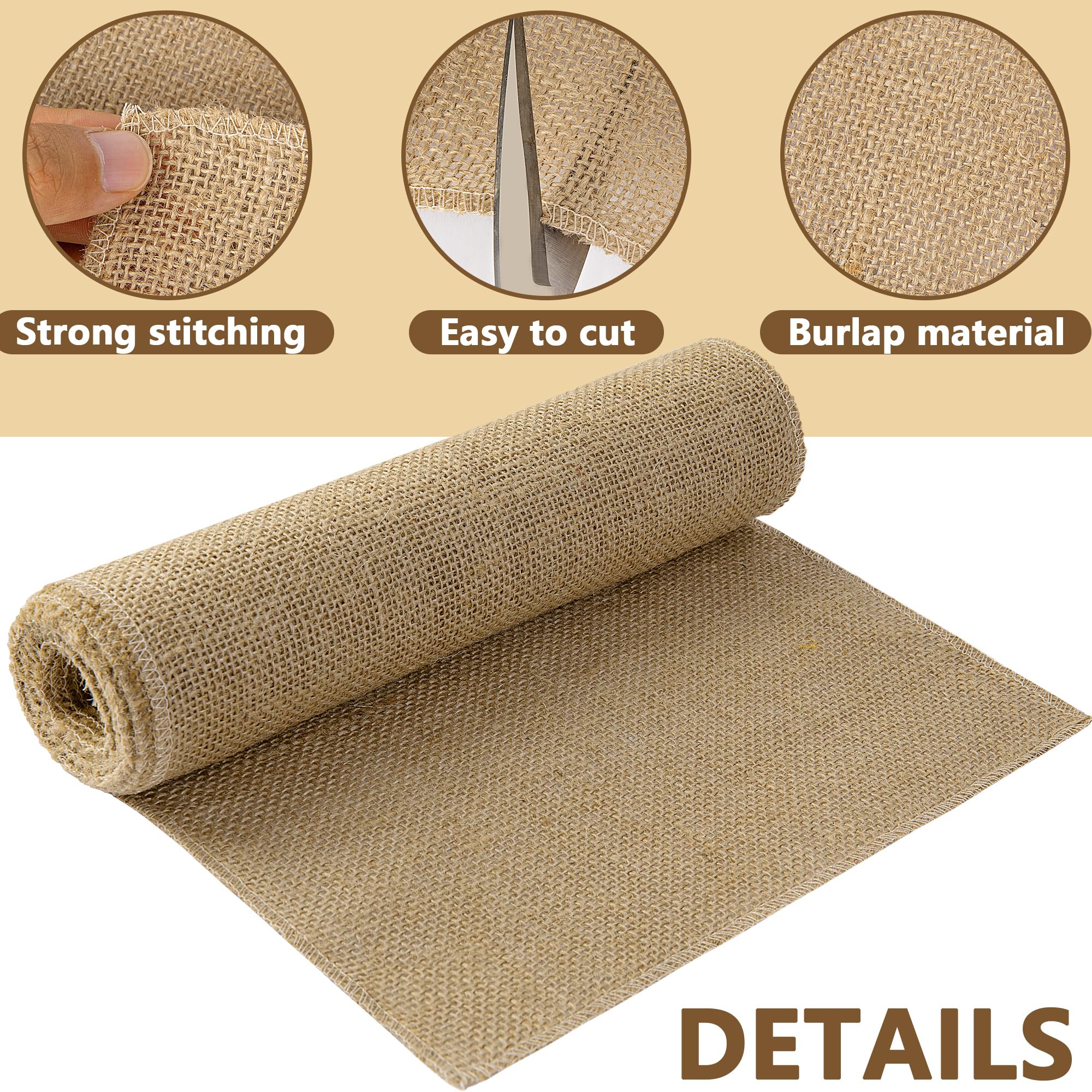 4 rotoli di iuta naturale, 25,4 cm x 3 m, protezione per tronchi d'albero, bende con corde, panno di protezione antigelo e gelo per alberi, arbusti, piante invernali all'aperto