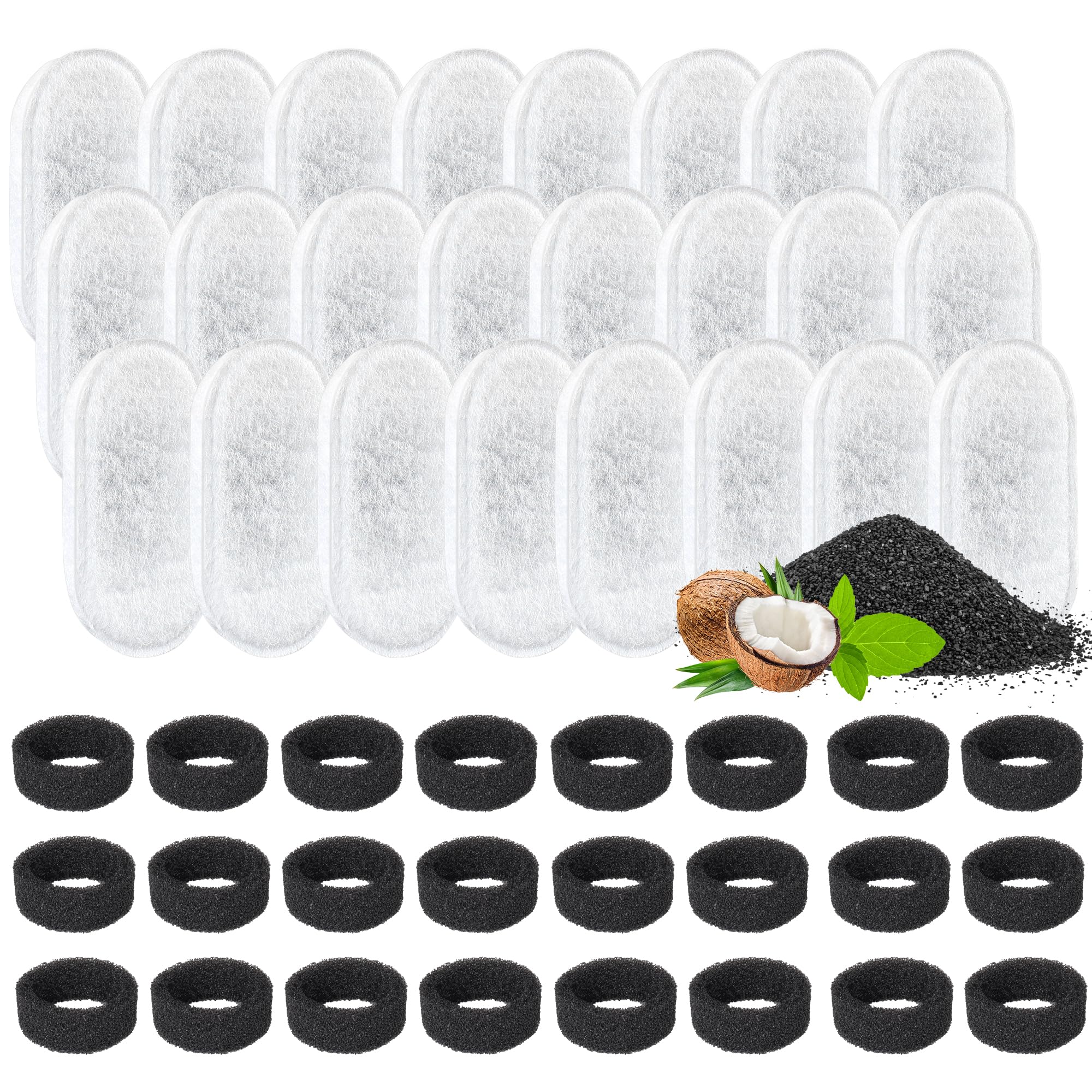 Cat Water Fountain Filter, 48 Pack Cat Fountain Filters, Cat Fountain Replacement Filter for 67oz/2L&108oz/3.2L Stainless Steel Pet Water Fountain (24