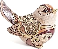 Leekung Boho Bird Figurine Statue for Home Shelf Decor - Retro Resin Sculpture with Gold Patterns & Crystals, Ideal Gift for Bird Lovers