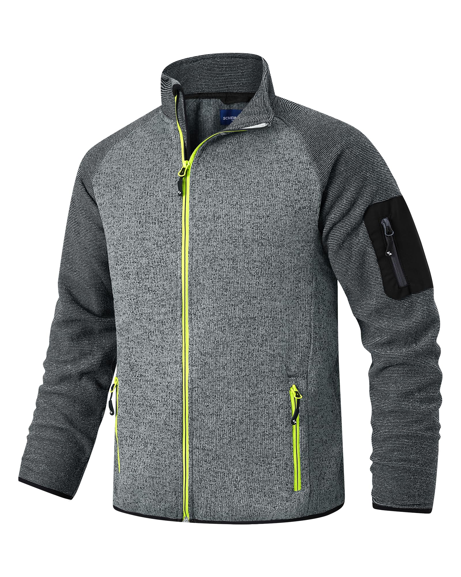 Scheibler Herren Leichte Fleecejacke Stehkragen Arbeitsjacke Männer Warm Übergangsjacke Sportjacke Outdoor Sweatjacke für Wandern Laufen Freizeit
