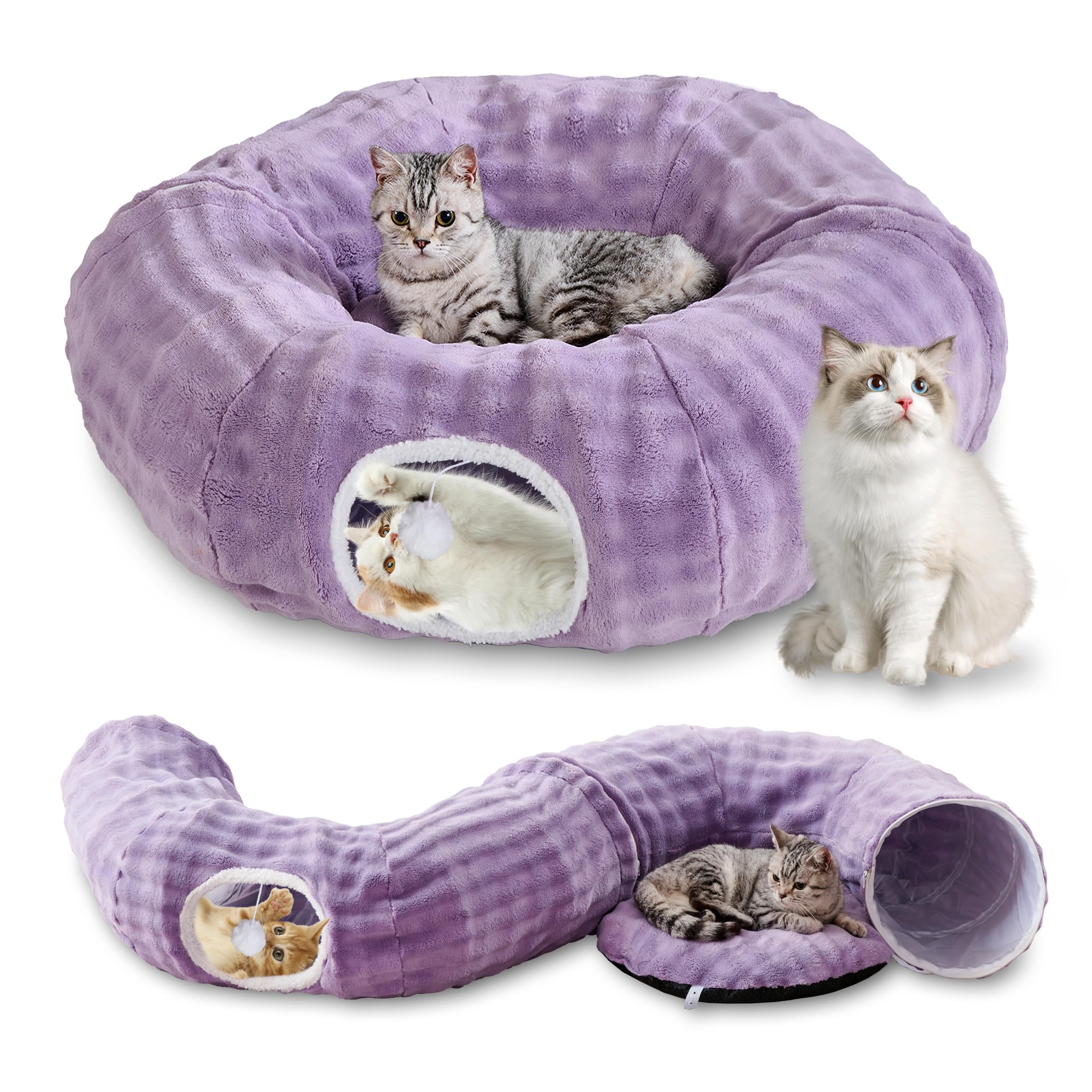 Bubble Round Cat Tunnel for Indoor Cats, Dusty Purple