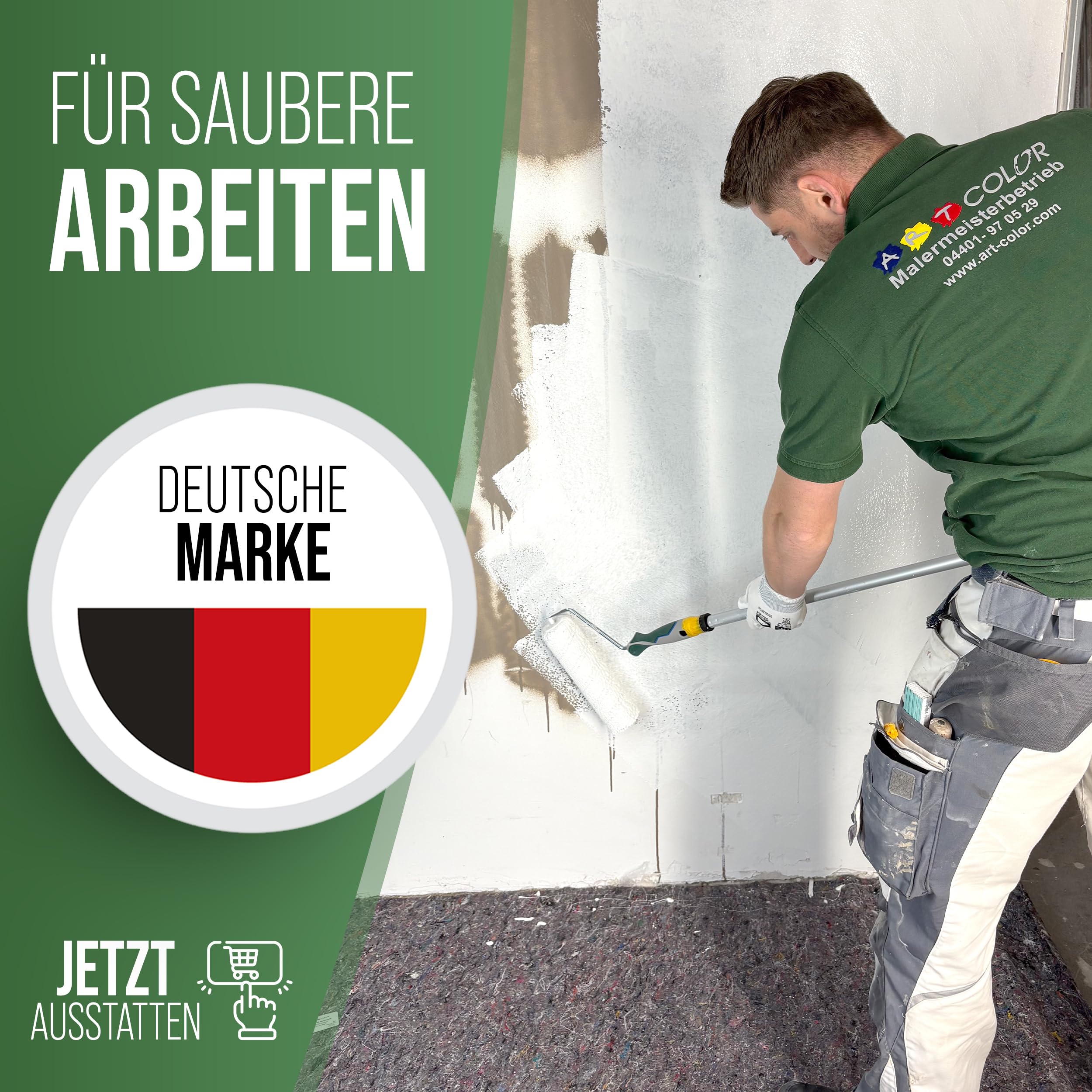 Lot de 5 rouleaux de peinture avec étrier - Rouleau de peinture de 25 cm avec poils de 12 mm - Poignée 3K et prise de style - Rouleaux de peinture pour peinture murale - Outil de peinture