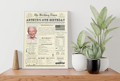 Miniatura 6 de Regalo de cumpleaños número 90 para él, ella, abuelo, abuela, hombres, mujeres, papá, mamá  Decoración de cumpleaños personalizada con estilo de