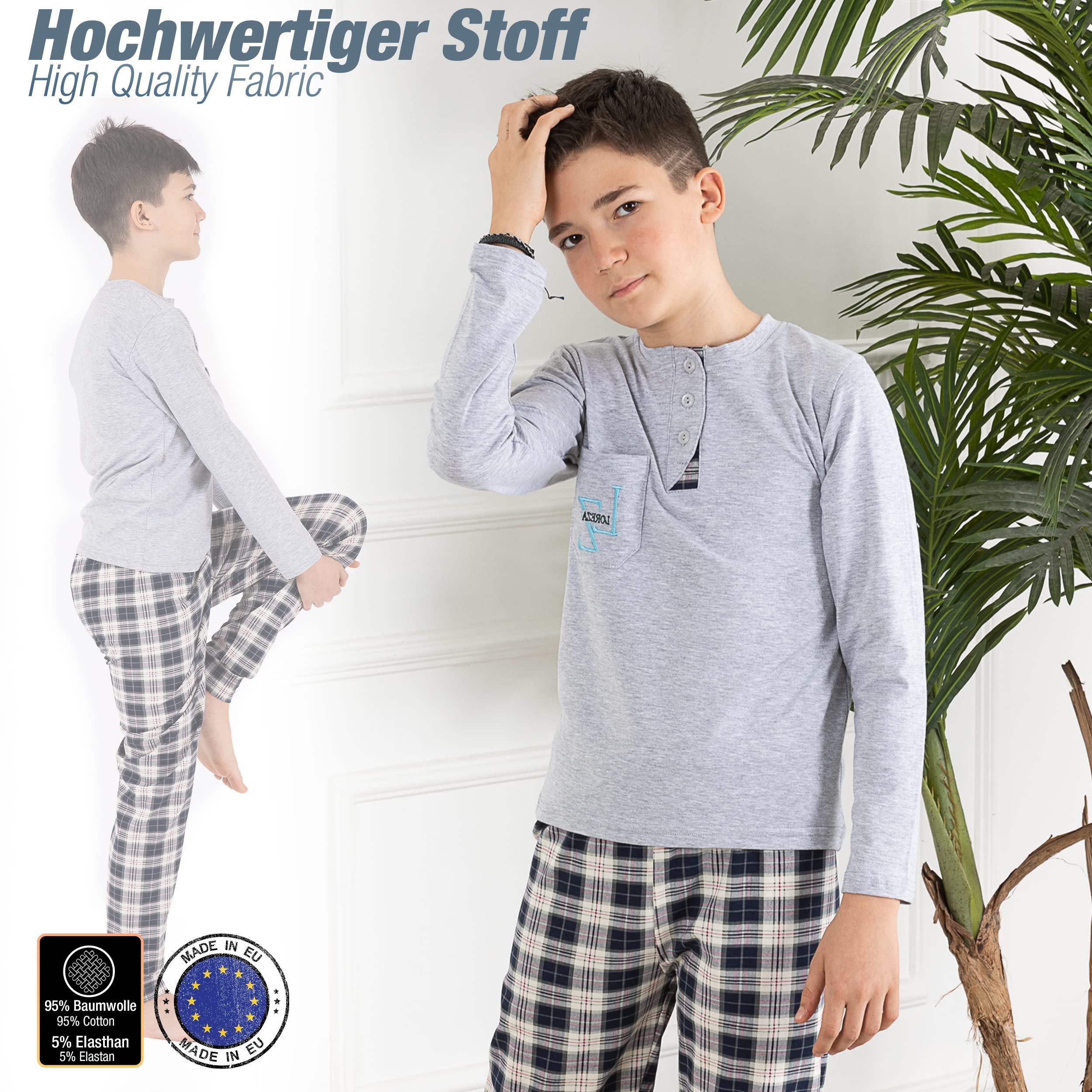 LOREZA ® Pijama para niños Conjunto de algodón de Manga Larga Pijama de Dos Piezas Traje de casa