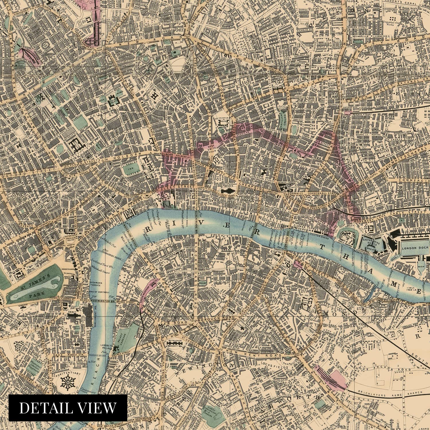 Amazon.co.jp: HISTORIX ロンドン1853年イギリス地図 - 18x24インチ