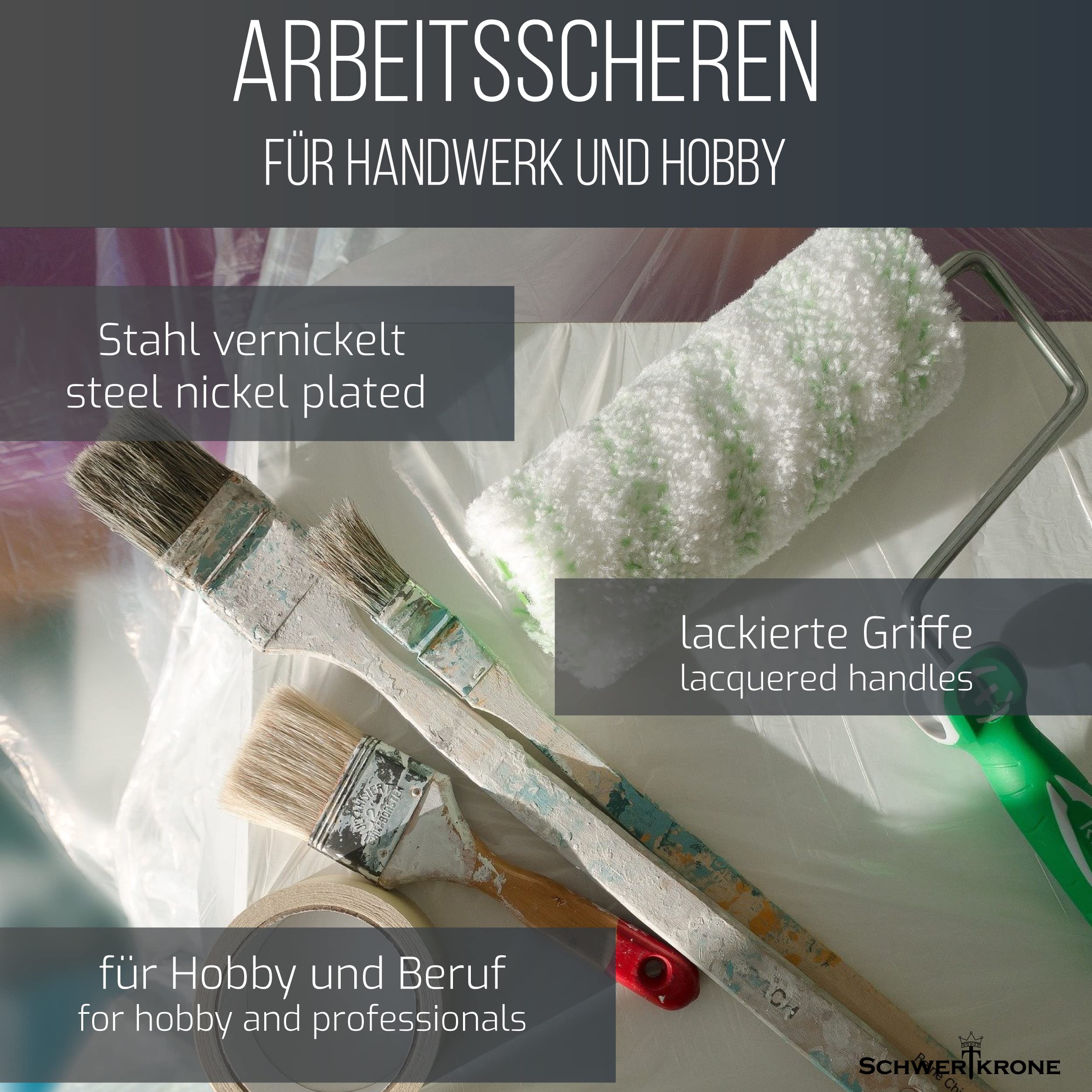 Schwertkrone Arbeitsschere Stoffschere Schneiderschere Nähschere für professionelles Handarbeiten (10" - 25 cm)