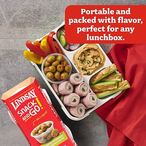 Miniatura 10 de LINDSAY Snack and Go! Pimiento - Aceitunas de manzanilla españolas rellenas, caja de 4 (16 tazas de aperitivos)