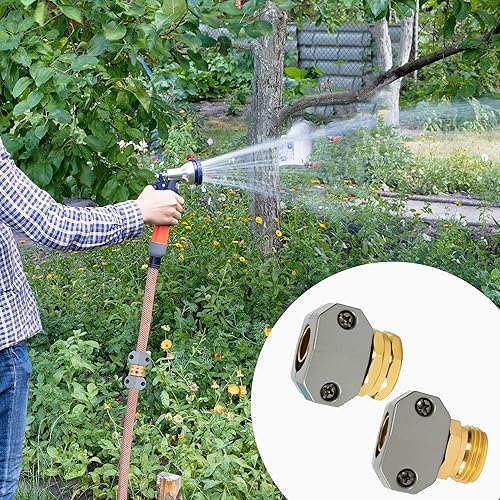 Miniatura 6 de Kit de reparación de manguera de jardín, 3 juegos de aleación de aluminio, kit de reparación de manguera de jardín macho y hembra, accesorios de