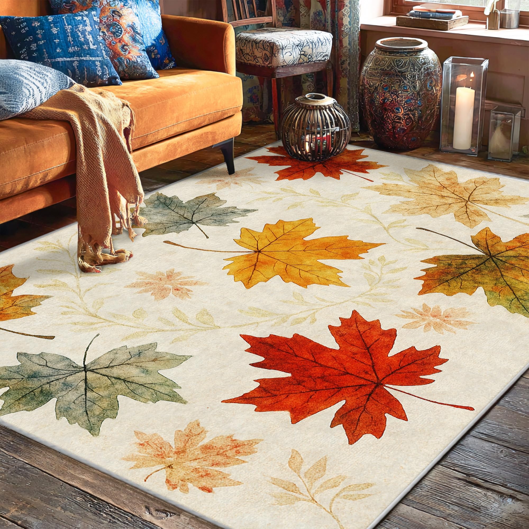 Tapis de feuilles d'érable aux motifs rustiques