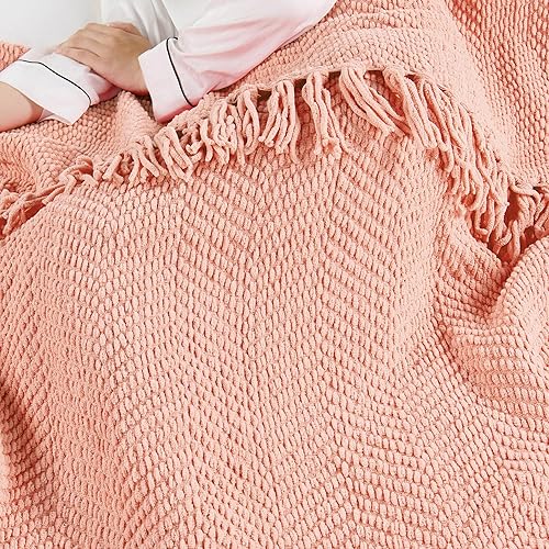 Miniatura 3 de Home Soft Things manta tejida de punto de tweed, Poliéster & Mezcla de poliéster, Melocotón Melba , 50" x 60"