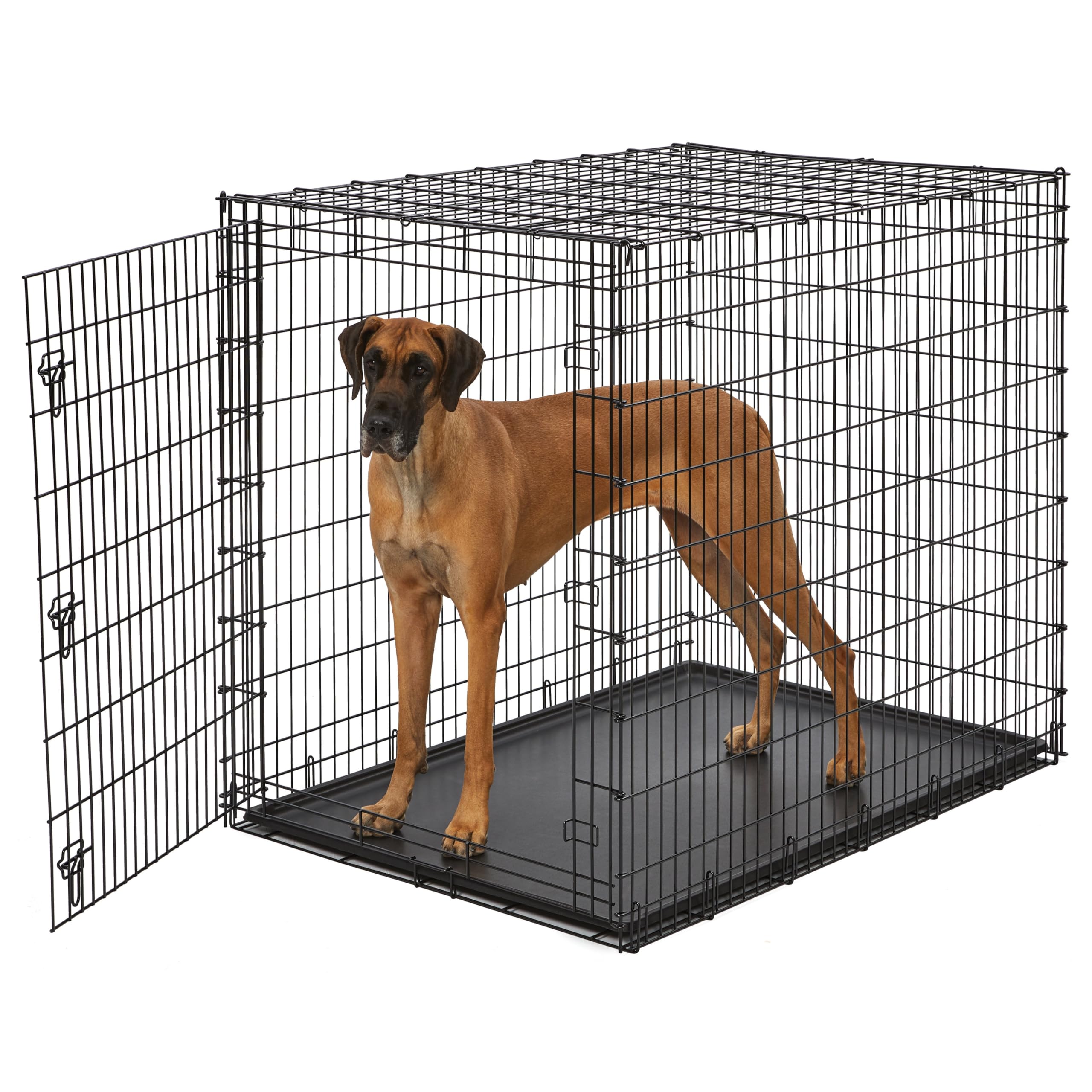 Photo 1 of Solutions by MidWest Homes for Pets 54-Inch Drop Pin Crate for Giant Breeds Over 100 lbs, Single Door Dog Crate with Leak-Proof Tray & Secure Latches, Durable Drop Pin Construction