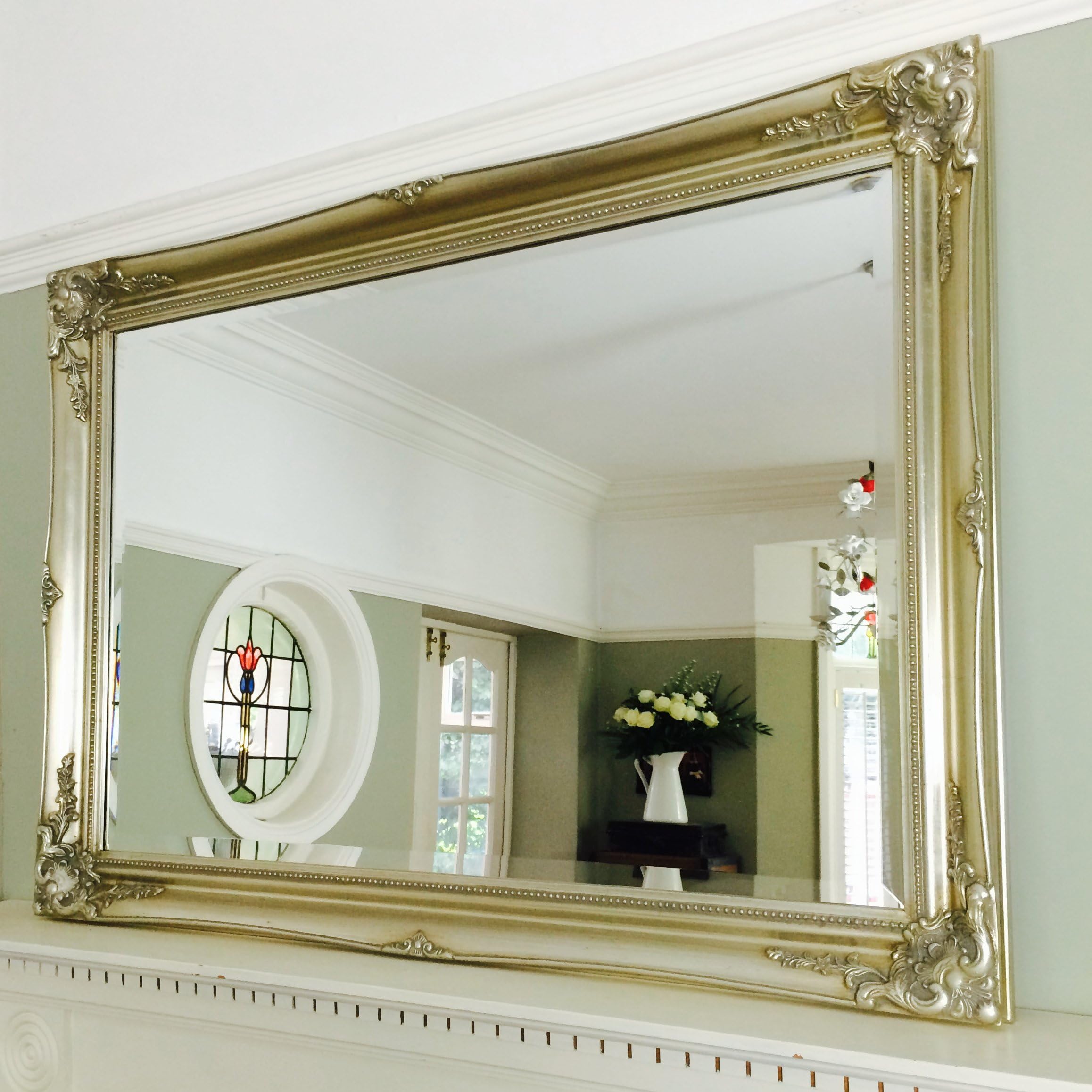 Large Classic Champagne Silver Swept Mirror (3ft 6" x 2ft 6")