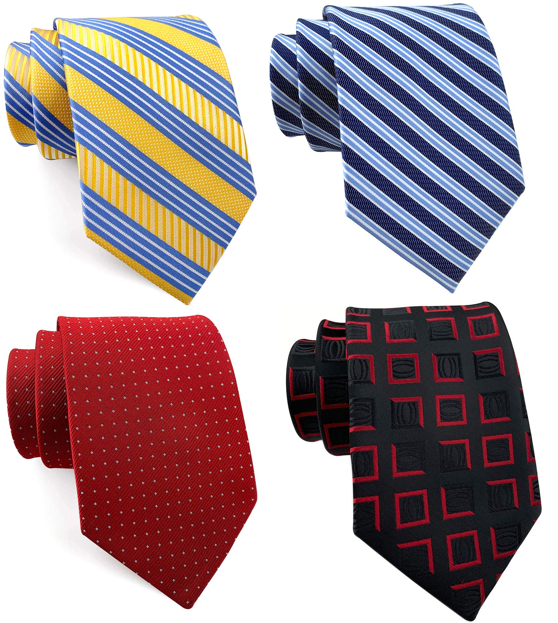 Secdtie Pack de 4 corbatas para hombre, diseño de rayas clásicas, jacquard - negro - talla única