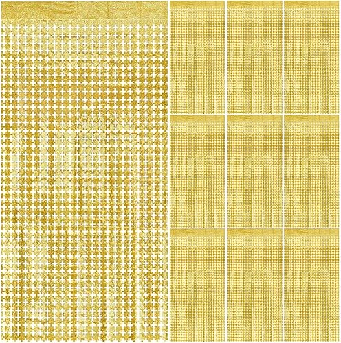 Vista 15 de Cortina cuadrada de oropel para fiesta, 5 cortinas de flecos de papel de aluminio con purpurina, decoración de fiesta, fondo negro para cabina