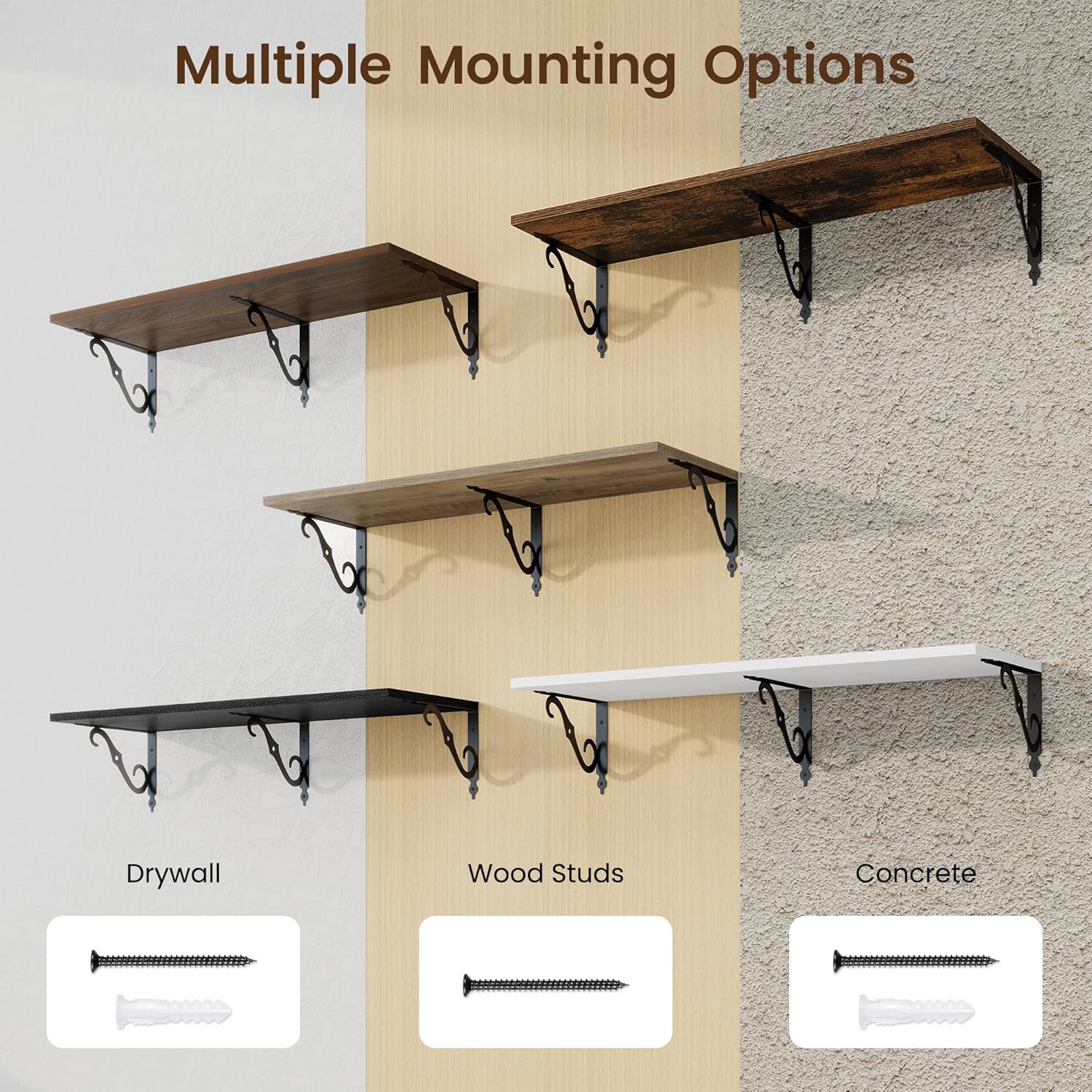 RICHFOCUS 12 Inch Deep Floating Shelves for Wall, 36" W x 12" D Wood Wall Shelves Set of 2, Wide Floating Shelves for Living Room, Bedroom, Kitchen, Bathroom and Decor Storage, Rustic Brown