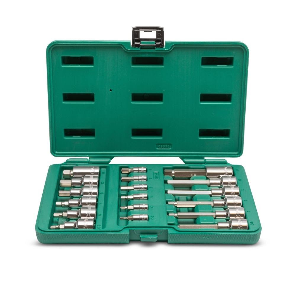 SATA ST09053SJ 18 Pc. Torx Set da 1/4" e 1/2", con bussole a punta esagonale, in custodia, verde