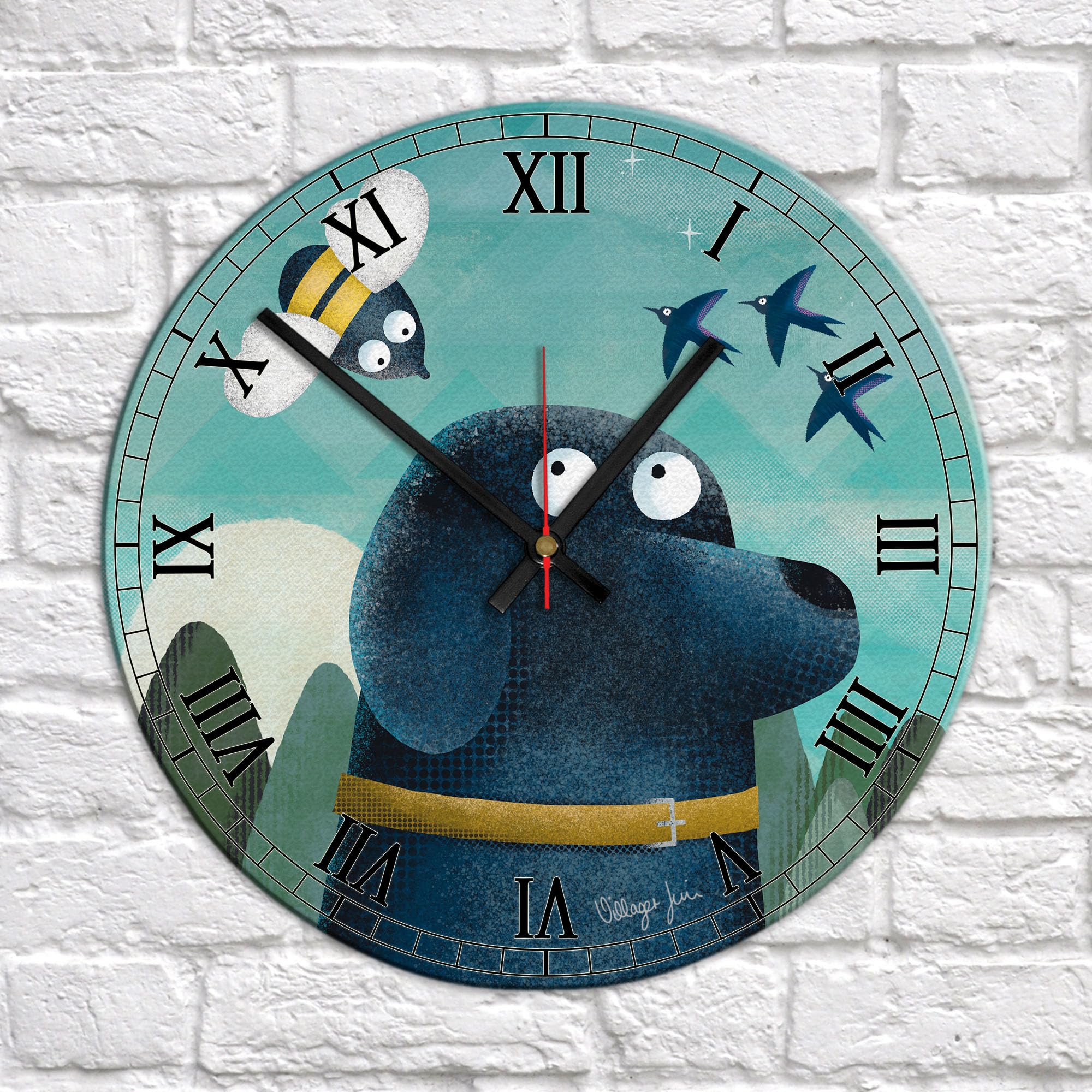Image Industry 'Bumble Bee' Labrador Clock - Glass Clock - Wall Clock - Dog Lovers - Dog Gift