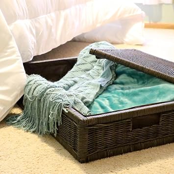 The Basket Lady Underbed Wicker Storage Box, XL, Walnut Brown