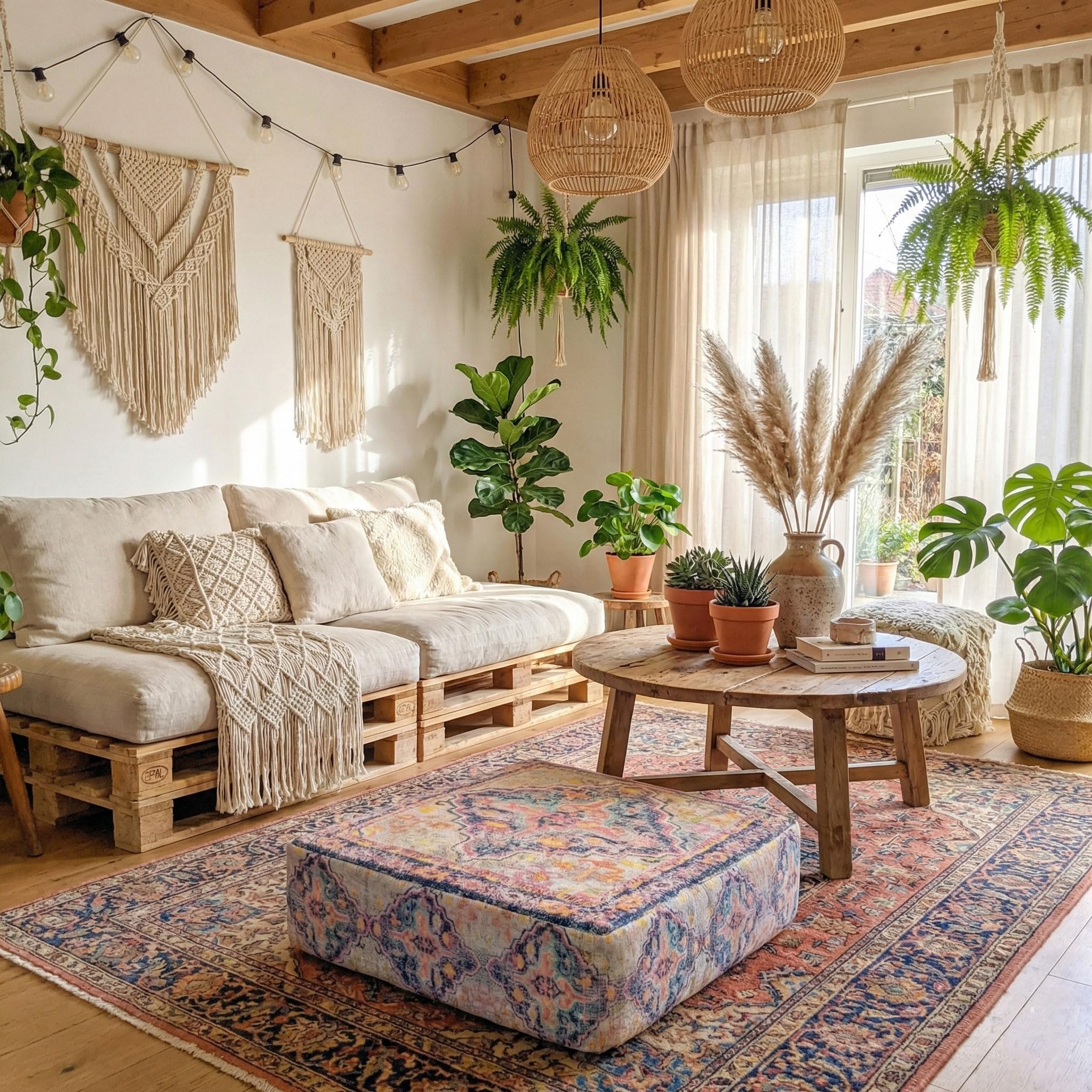 Mandala Life ART Puf Otomano para Exterior - Solo Funda - 60x20cm - Poliéster - Mueble Cojín de Suelo Bohemio Marroquí Boho Chic