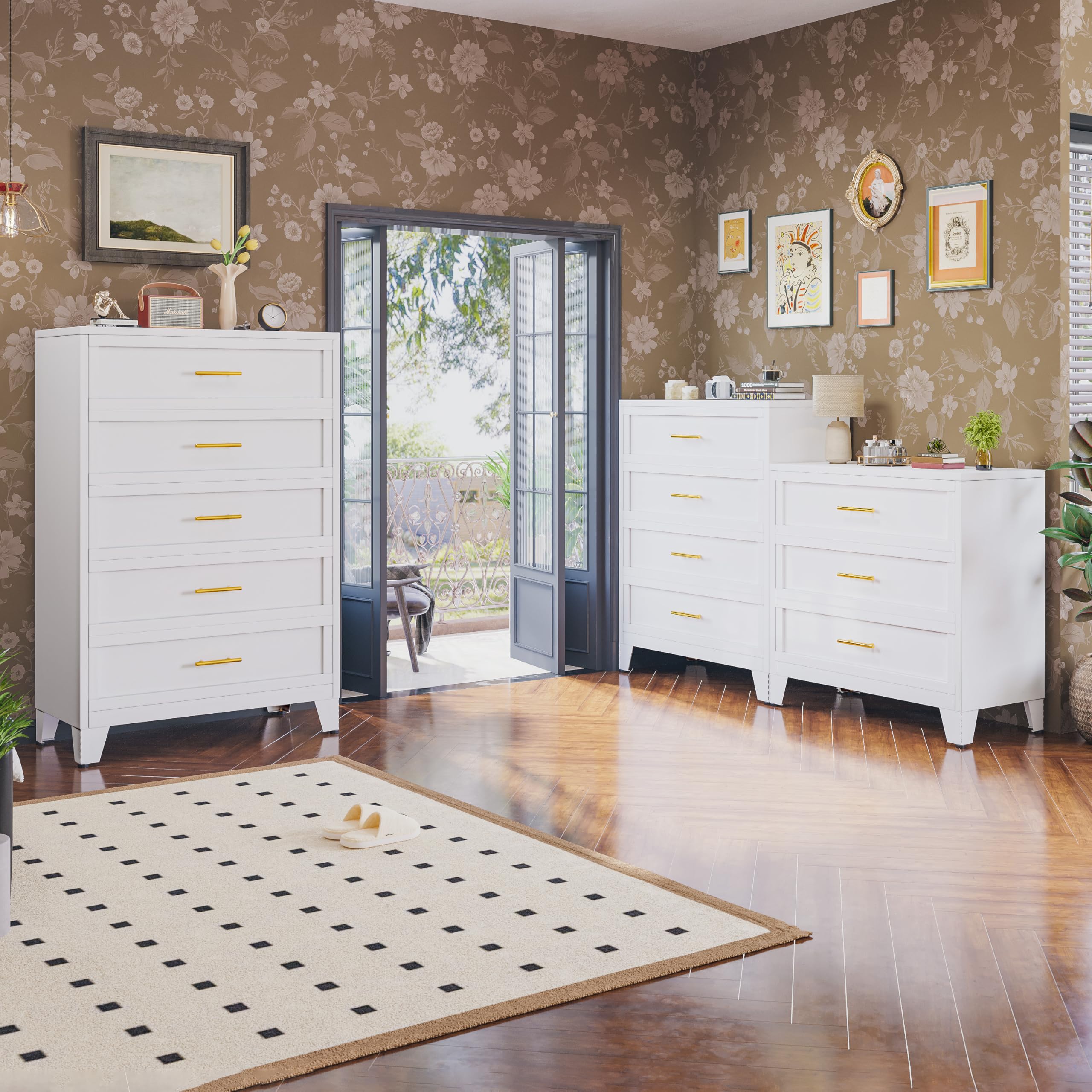 knee length dresses for ladies 7 Drawers White Dresser for Bedroom,Steel Frame & Wooden Top main image 0