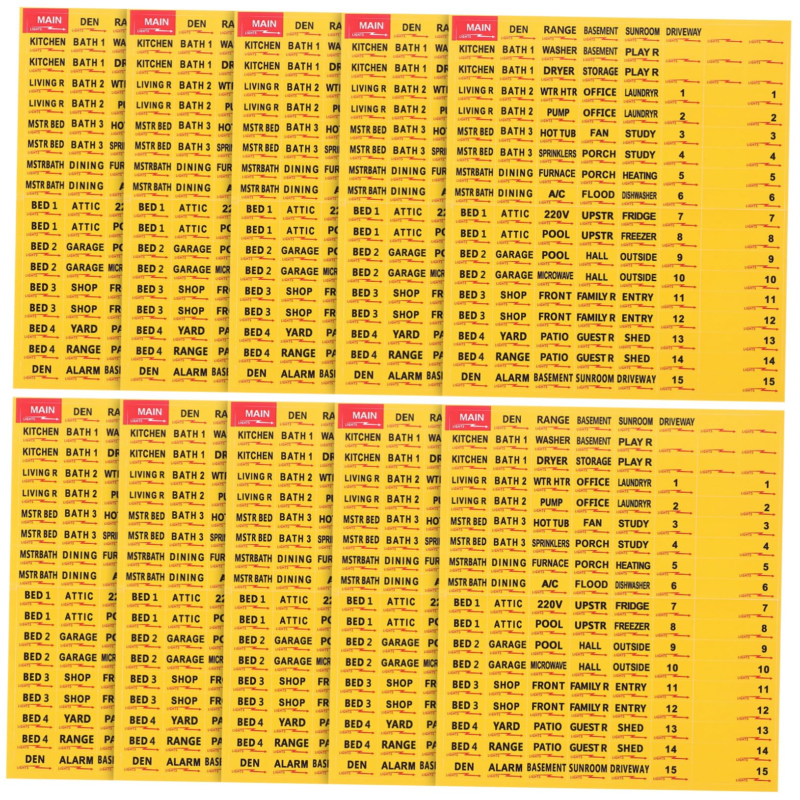 NAMOARLY10 Sheets Circuit Breaker Decal Circuit Breaker Panel Stickers Electric Panel Labels Paper Breaker Panel Labels
