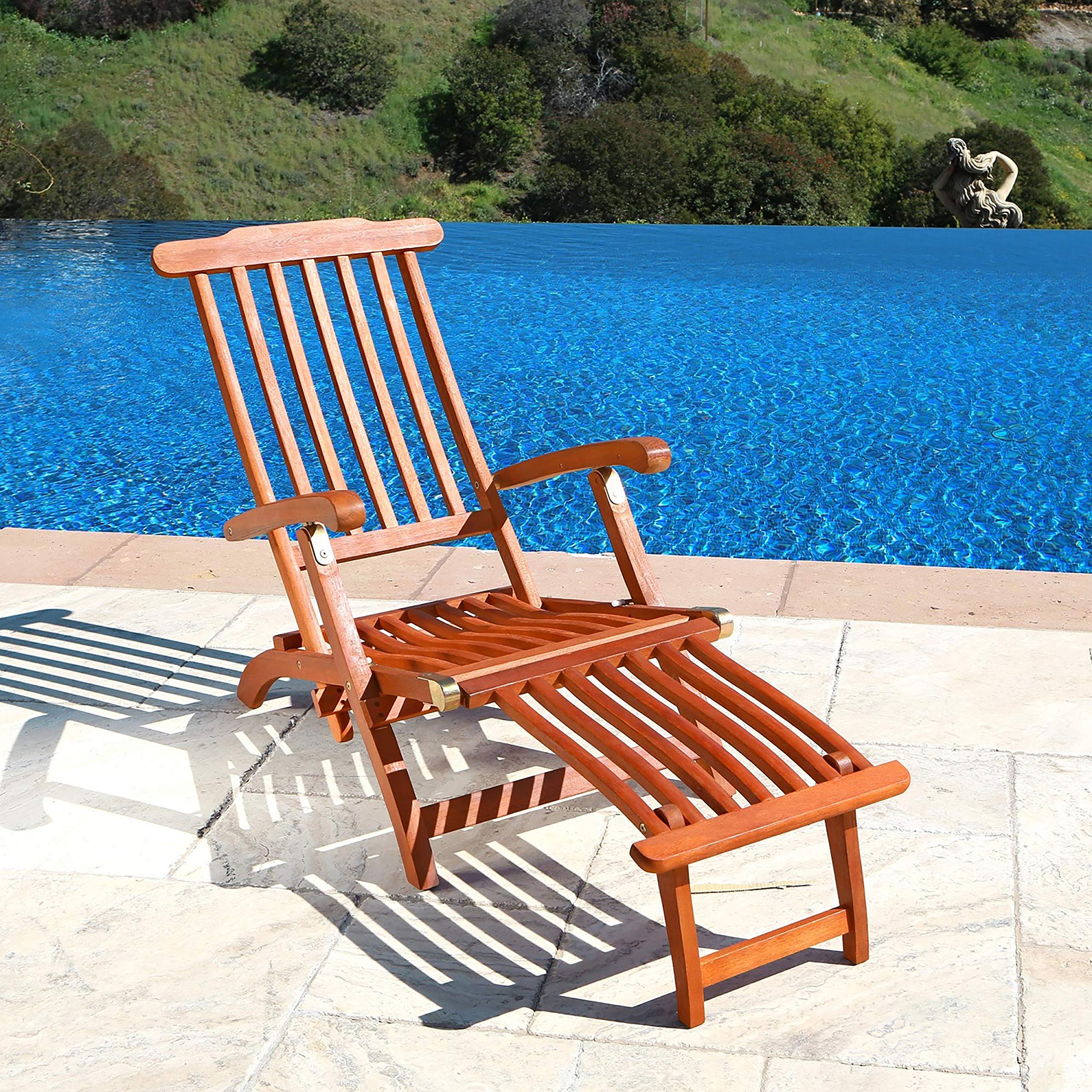 Amazon.com : VIFAH V156 Outdoor Wood Steamer Lounge : Patio Lounge
