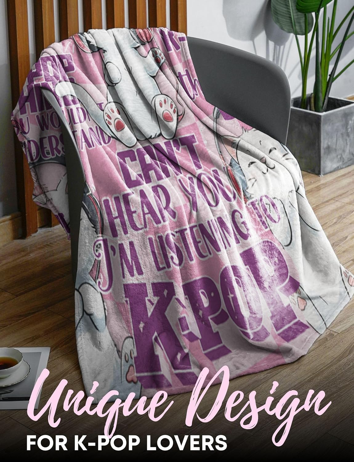 Kpop Gifts for Teen Girl K Pop Lovers, Kpop Merch Stuff Blanket for Women for Birthday, Christmas, Cats, 50"x 65" - Image 7
