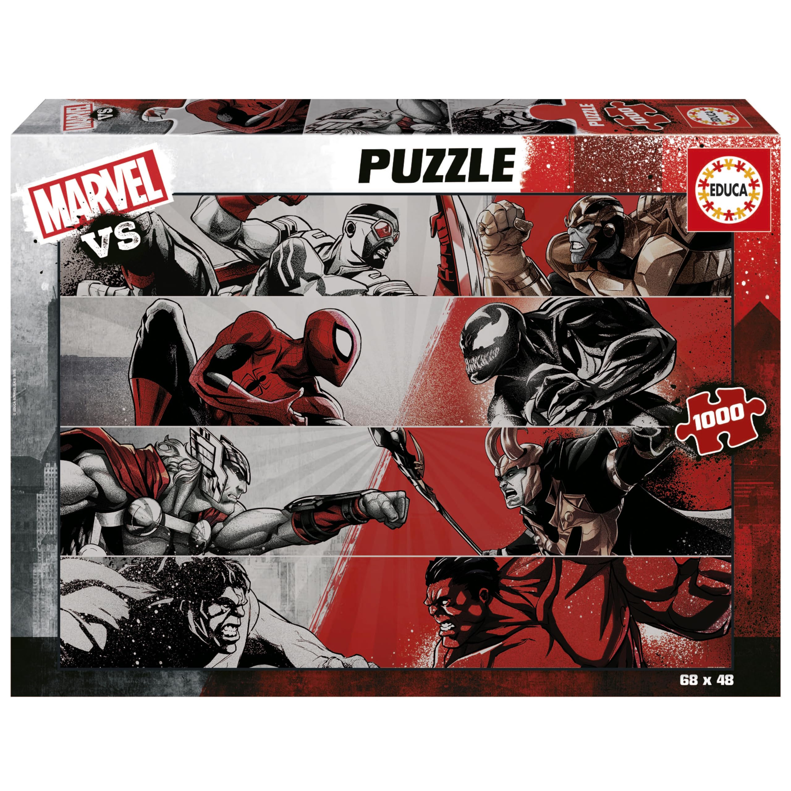 Educa - 1000 Piece Marvel Jigsaw Puzzle for Adults | Marvel VS | Spider-Man, Hulk, Thor, Iron Man & Avengers | Official Licence | Ages 14+ (20279)