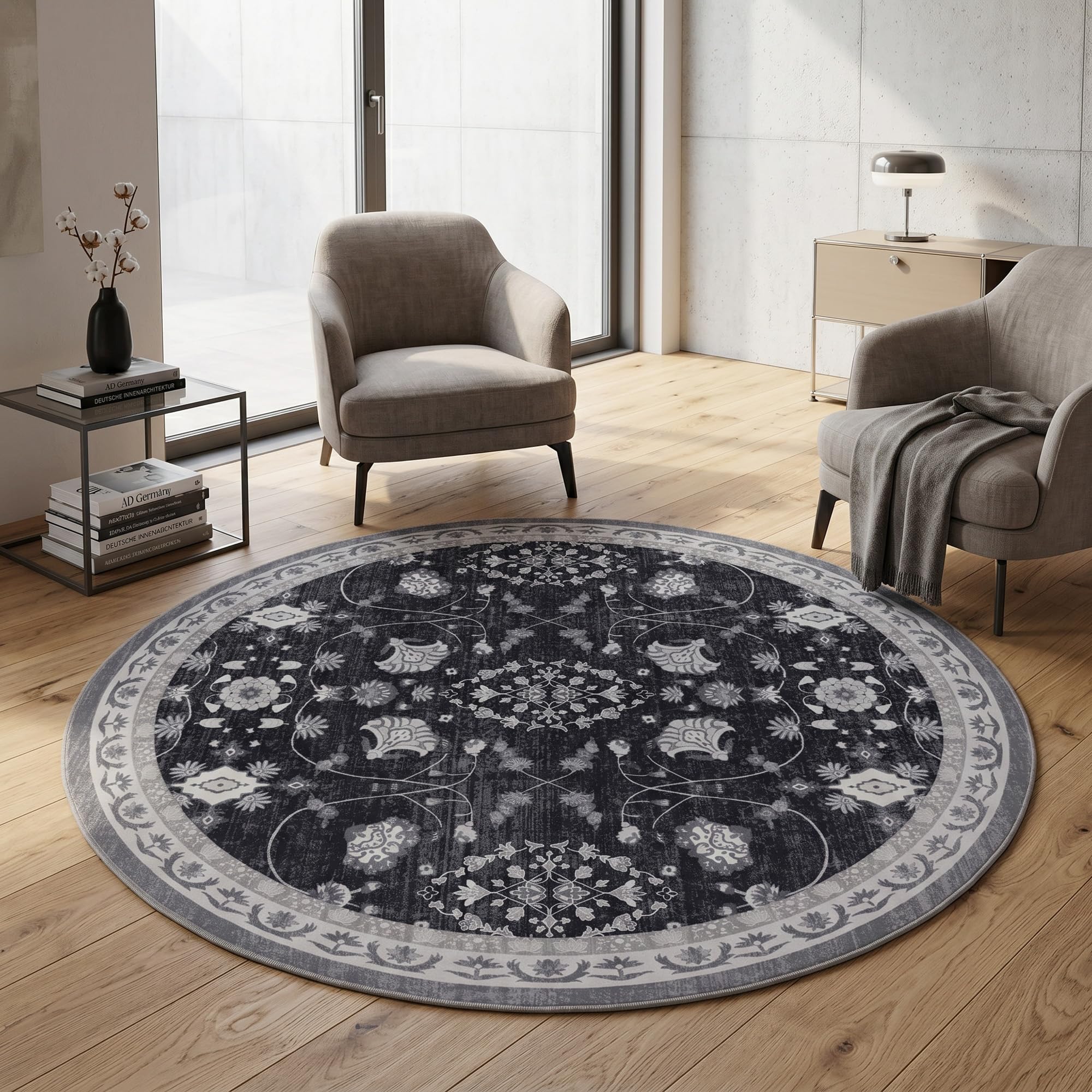 Carpetsale24 Waschbarer Teppich Beige Vintage Kurzflor Wohnteppich für Wohnzimmer Esszimmer Schlafzimmer Orientalisches Design Pflegeleicht Waschmaschinengeeignet