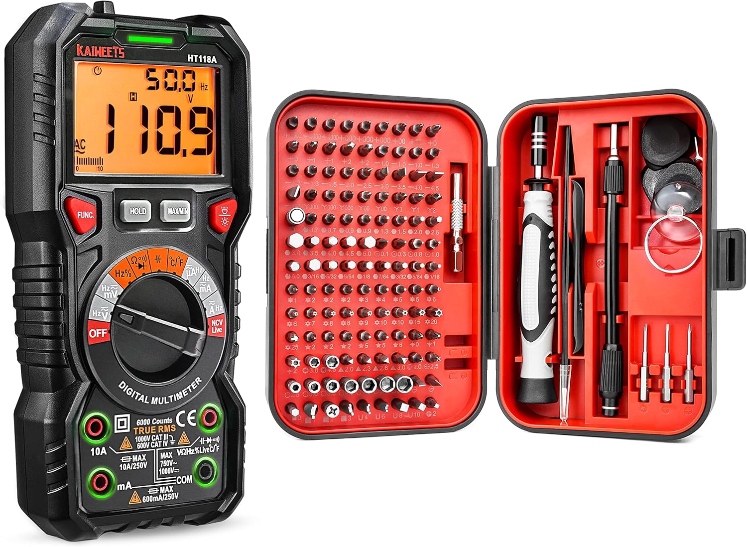 KAIWEETS Multimeter HT118A with Case & Screwdriver Set S20