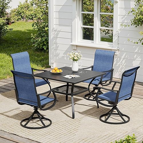 Miniatura 10 de VICLLAX Muebles pequeños de exterior de 3 piezas, 2 sillas giratorias de patio y mesa redonda pequeña para 2, sillas de carbón oscuro y negro Carbón