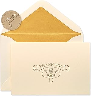 Papyrus Thank You Cards with Envelopes, Gold Flourish (16-Count)