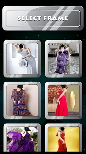 Montagem da foto do vestido longo da mulher