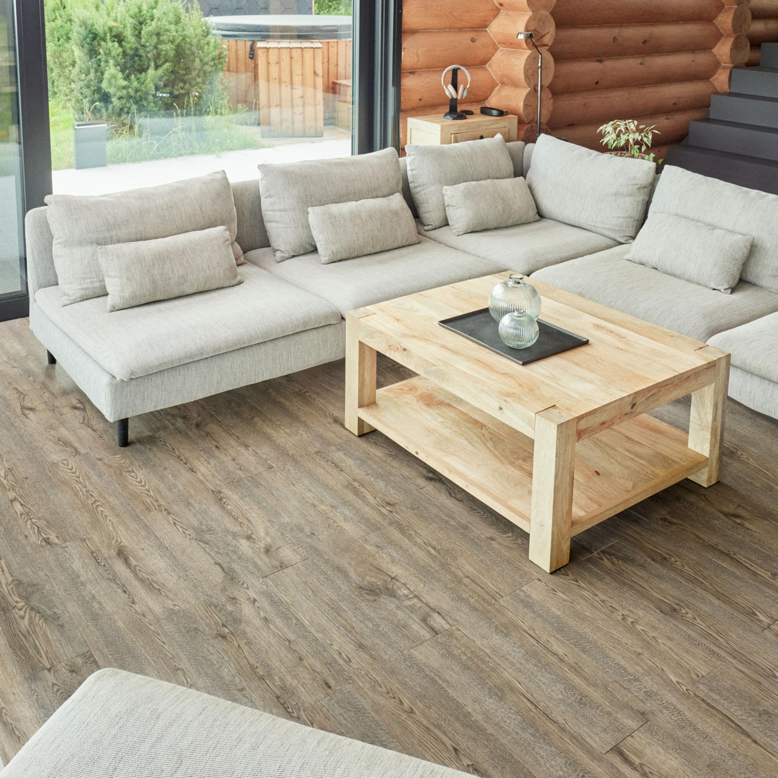 Self Adhesive Floor Planks - 7 Planks Pack Covering 10.47 sqft / 0.97sqm | Each Stick On Tile Plank Measures 5.9x35.9in (91.4x15.2cm) | Peel and Stick Vinyl Flooring |Darker Bown Oak