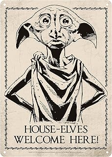 Half Moon Bay | Dobby Harry Potter Wall Art | Dobby House Elf Tin Signs | Harry Potter Posters For Bedroom | Harry Potter Bedroom Decor & Boys Bedroom Accessories | Metal Harry Potter Bedroom Wall Art