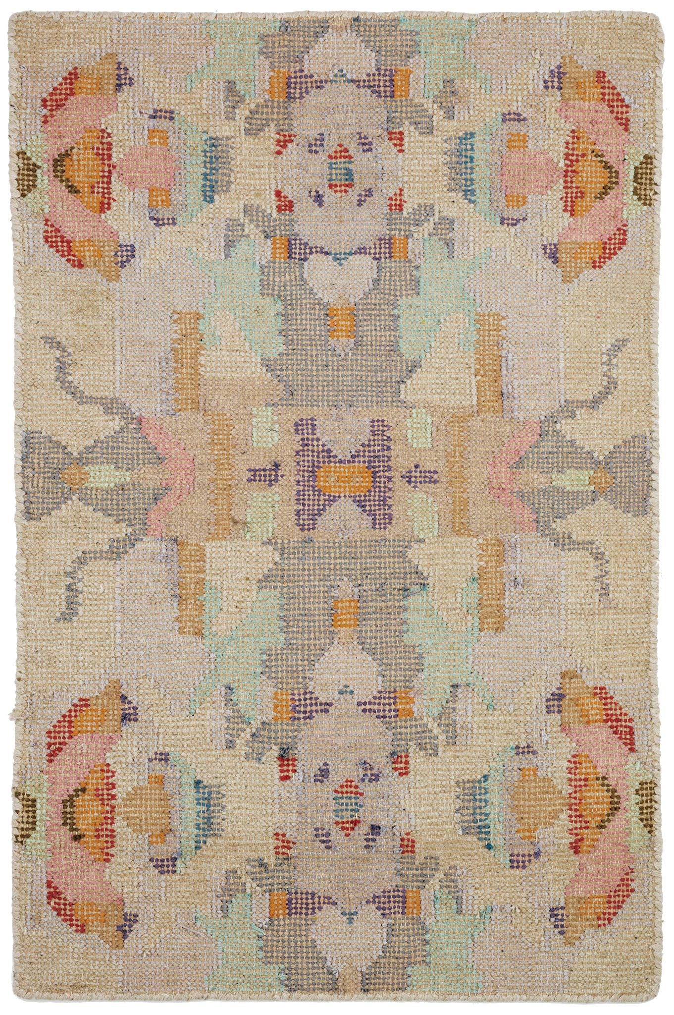 Dash and Albert Chapel Hill Cotton Area Rug - 2' x 3' Multicolor Geometric Hand Loom Knotted Accent Rug - Durable, Low Pile, High Traffic Living Room,