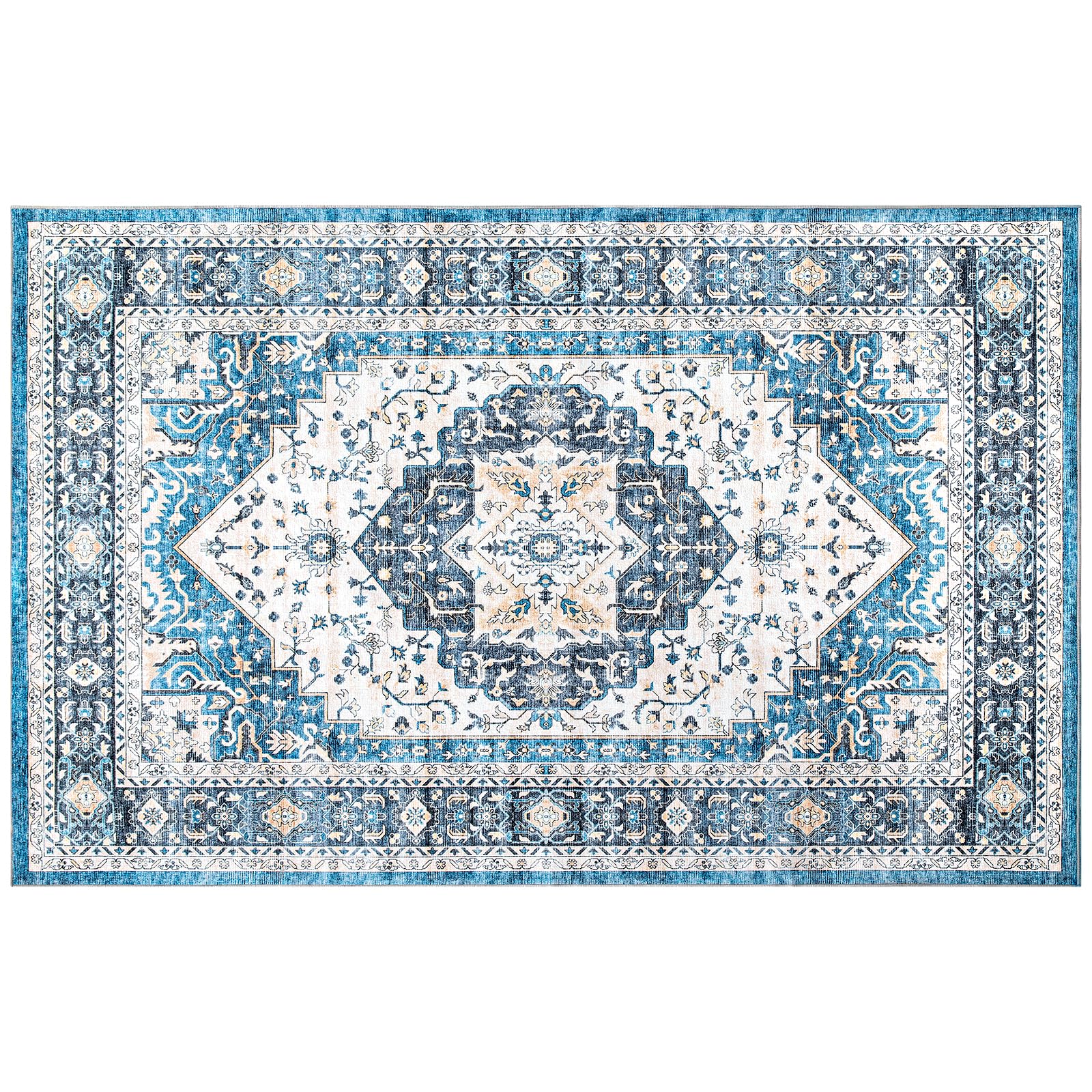 Alfombra corredor antideslizante largo lavable azul 150x210cm alfombra de área