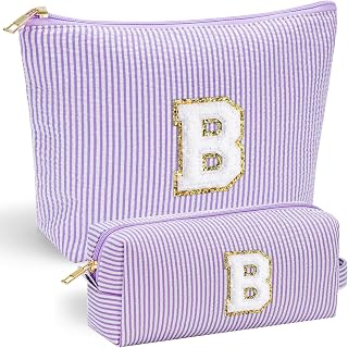 Bridesmaid Gifts for Women - Cute Purple Makeup Bag for Women Friends | Make Up Cosmetic Travel Toiletry Bag for Bride Maid Matron of Honor Bridal Shower Personalized Bachelorette Gift B