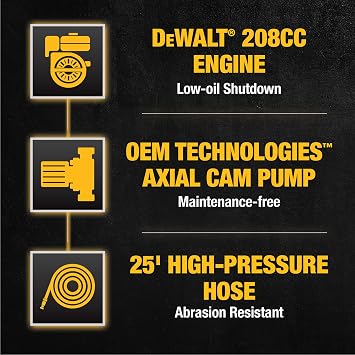 DeWalt 3300 PSI Gas Pressure Washer, 5 Nozzles, Spray Gun, Wand, 25-ft. Hose, DXPW3300-S, 49-State