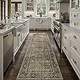 Black Runner Rug 3x8 Hallway Machine Washable Kitchen Vintage Distressed Non Slip Long Carpet Indoor Retro Floral Bedroom Accent Throw Rug for Bathroom Office Laundry Dining Room