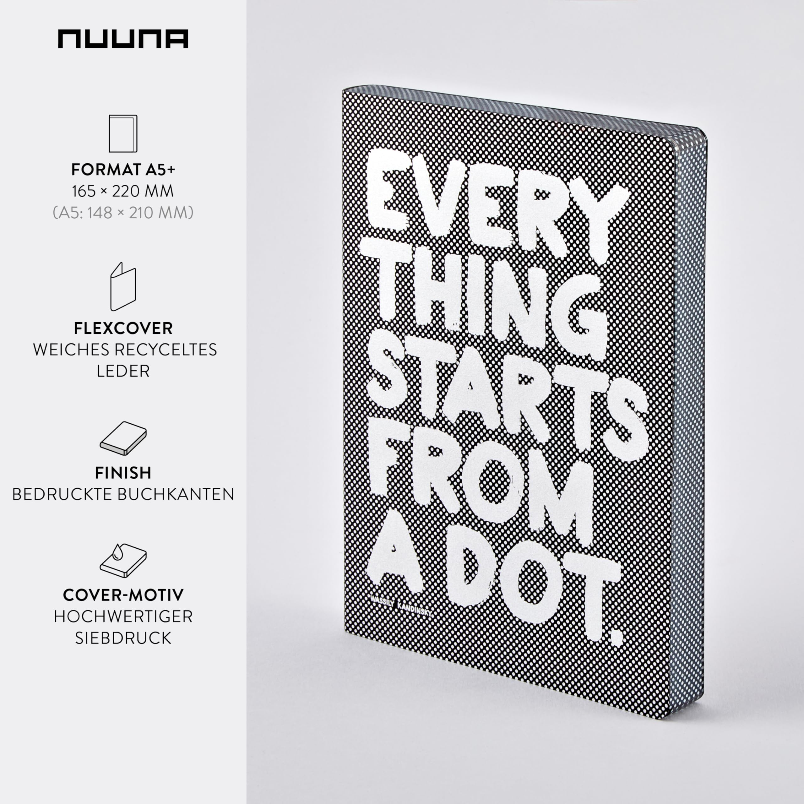 Nuuna Notizbuch A5+ Graphic L - Everything Starts From A Dot, Leder schwarz