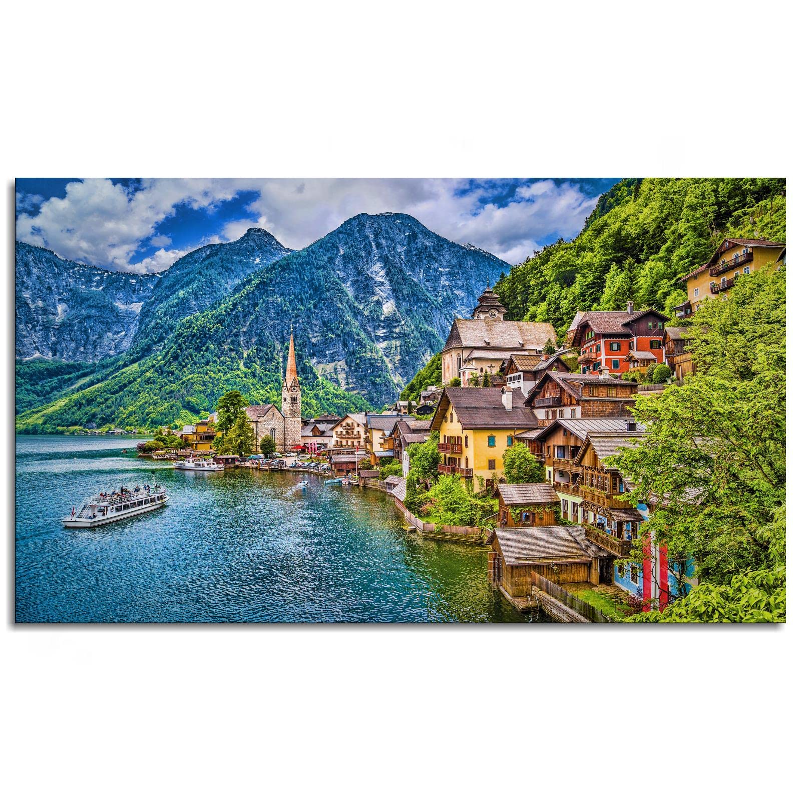 Amazon.com: Canvas Wall Art Austria Hallstatt Landscape Pictures