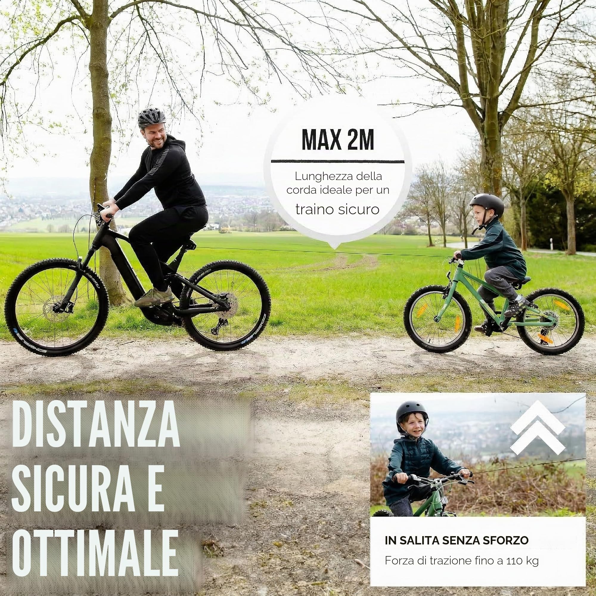 MOREEZ Cavo di traino per bicicletta 110 kg E-Bike