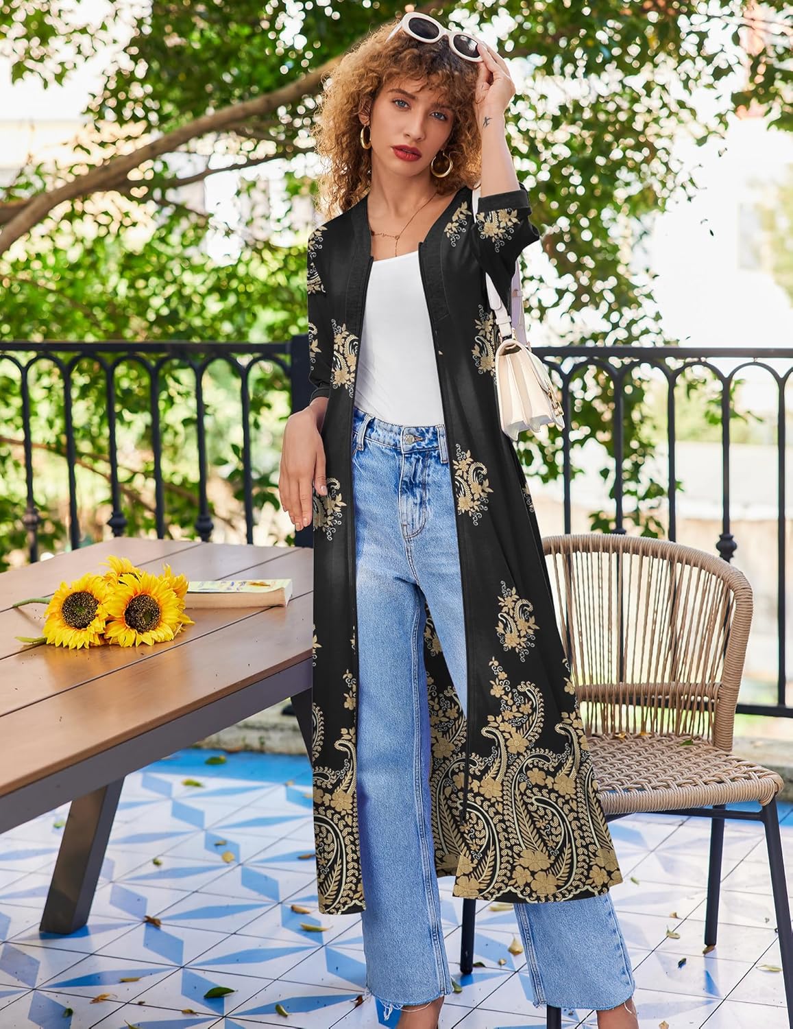 Ekouaer Women's Zipper Robe 3/4 Sleeves Housecoat Full Length Nightgown Soft Loungewear Robe with Pockets S-3XL - Image 5