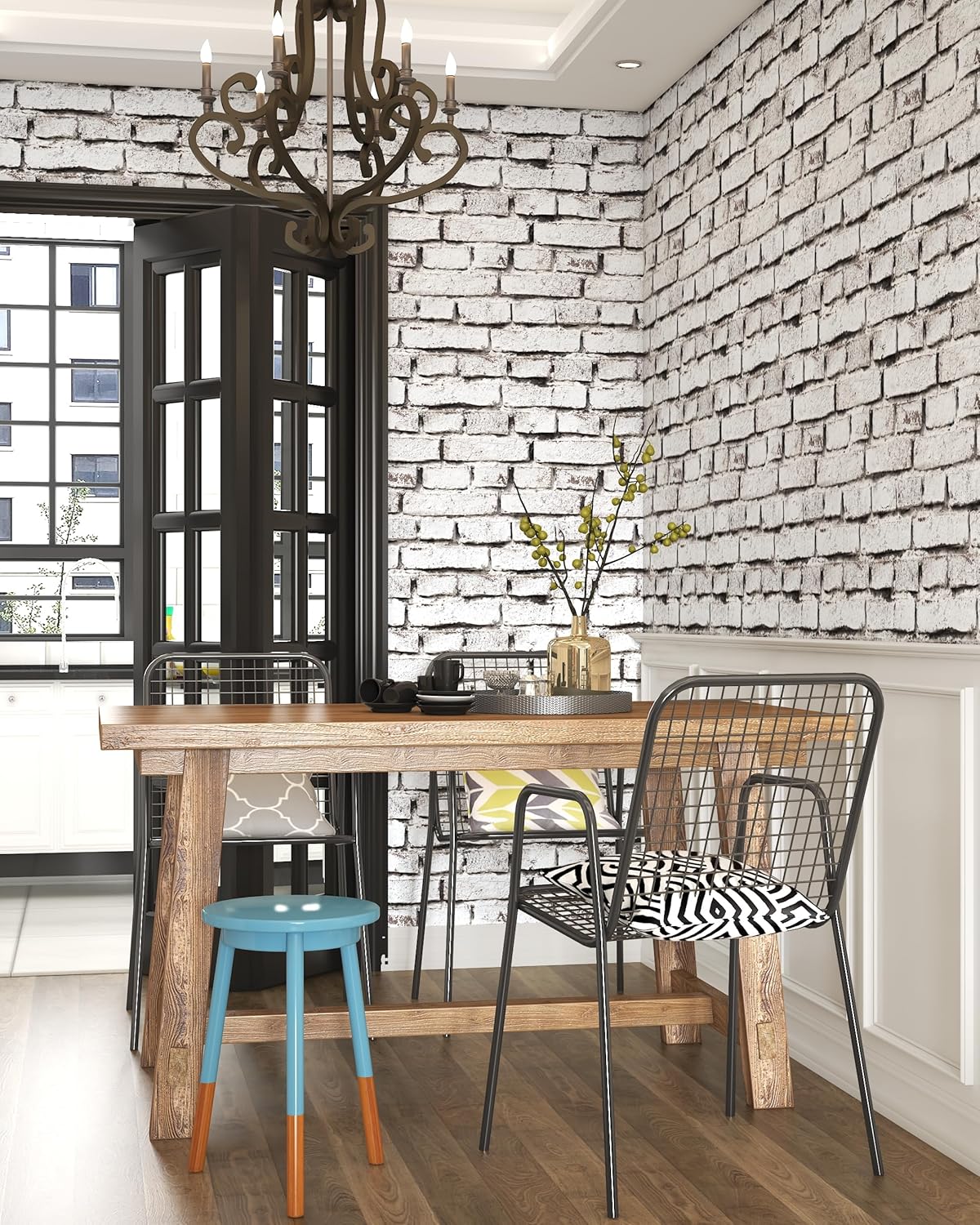 White Brick Wallpaper Peel and Stick Wallpaper 17.7" x 393" Brick Contact Paper Self Adhesive Wallpapers Removable Brick Countertop Contact paper for Cabinets Drawers Bathroom Wallpapers Vinyl Roll