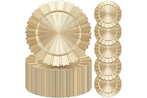 Mifoci 50 Pcs Gold Charger Plates Bulk 13 Inch Plastic Round Chargers Plates