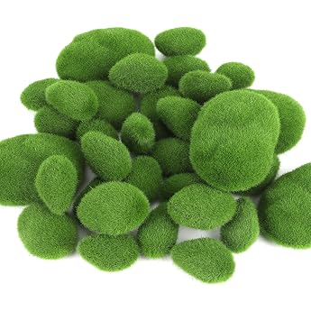 JSMTKJ Green Moss Balls Artificial Moss Stones 30 Piezas Piedras Artificiales de Musgos Musgo Artificial Decorativas Musgo Rocas Falso para Arreglos Florales Jard n y Manualidades Decoraci n DIY