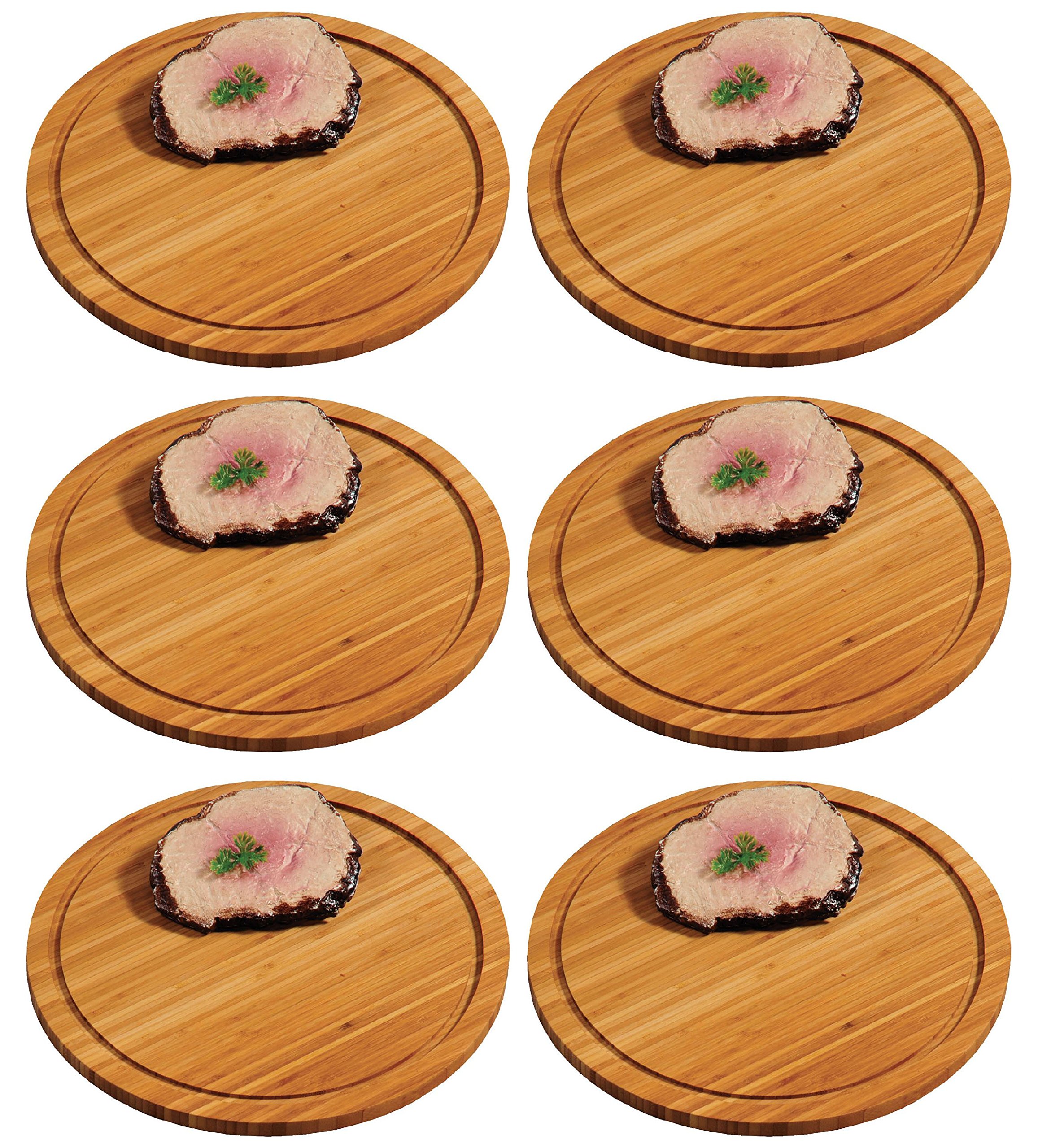 6 X Kesper – Piatto Ø 30 cm altezza 1,3 cm legno di bambù Piatto da portata in legno piatto