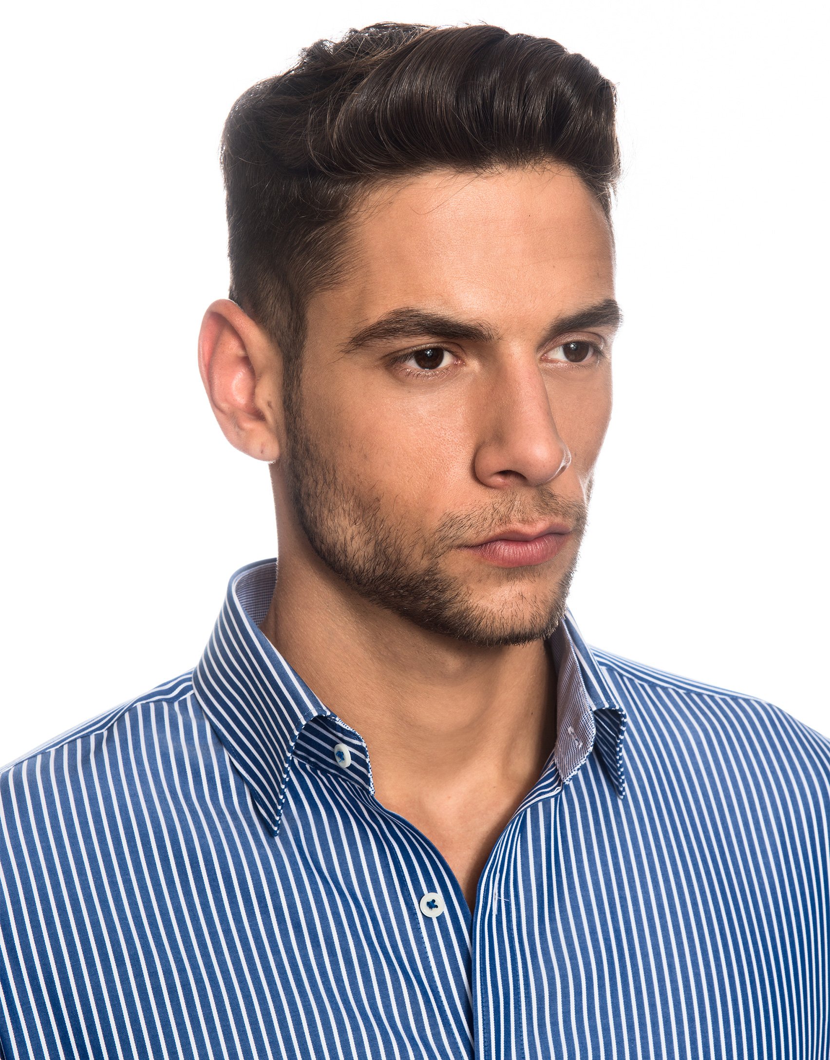 Herren-Hemd Slim-Fit tailliert bügelleicht 100% Baumwolle gestreift - Männer lang-arm Hemden für Anzug Krawatte Business Hochzeit Freizeit oder unter Pullover
